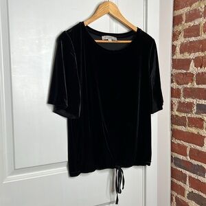 VELVET TIE FRONT TEE